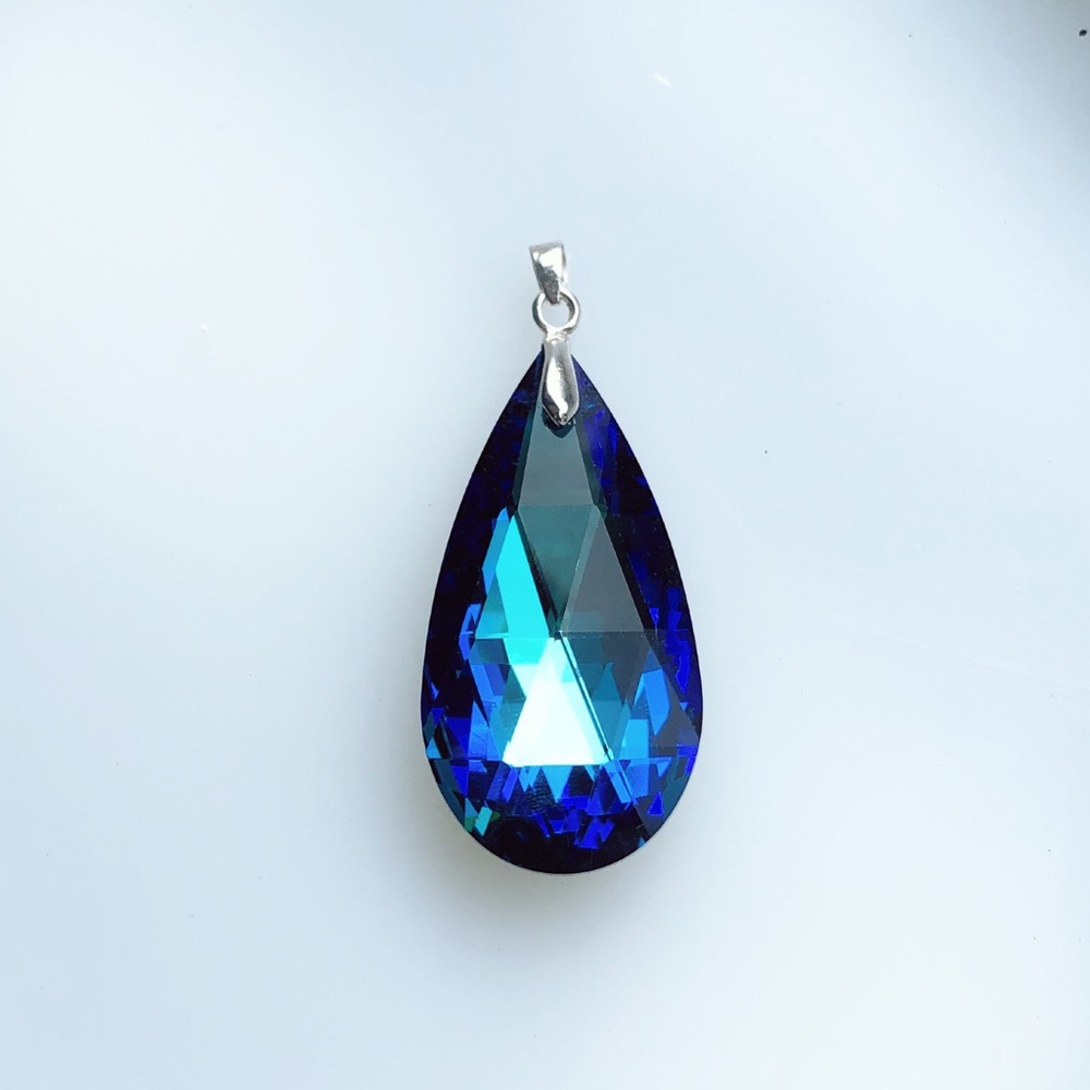 🔥4/$20 glass teardrop pendant 925 silver bail